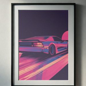 Experience the thrill of the 90’s with this sleek retro supercar art print, set against a glowing sunset and dynamic neon hues. Perfect for lovers of vintage car culture and retro aesthetics, this high-quality digital download captures the speed and style of the 90’s era. Instantly printable, it’s an ideal addition to any wall decor for a bold and nostalgic touch!